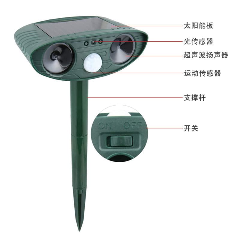 Cross-border Solar Animal Repeller Ultrasonic Dog Cat Repeller Mouse Repeller Infrared Induction Insect Bird Repeller