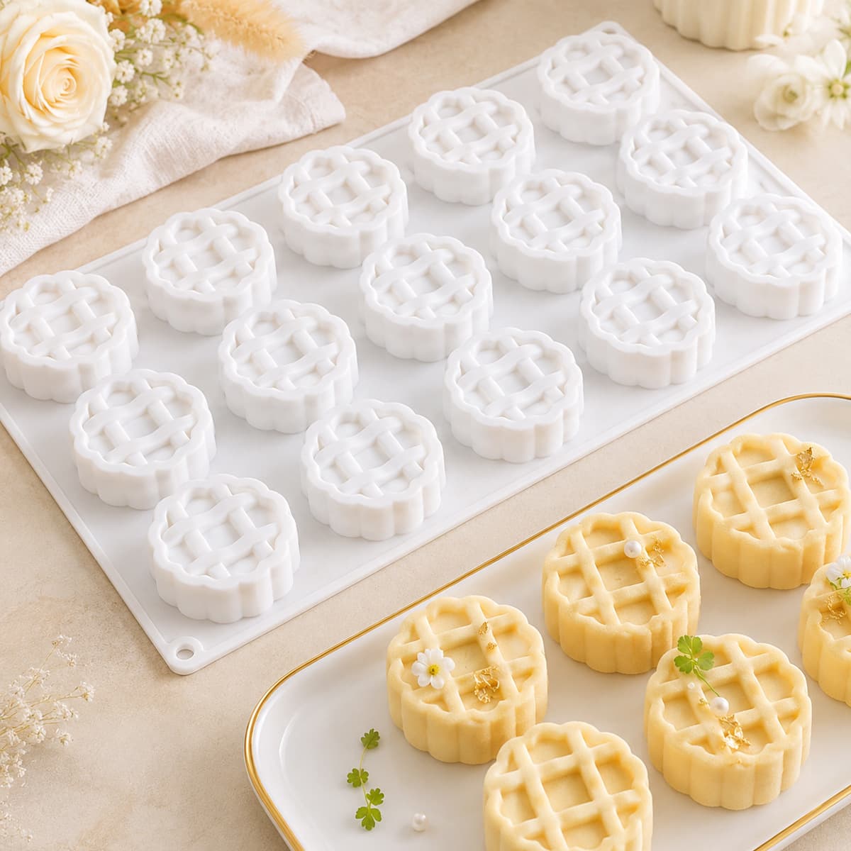 15-Cavity Round Waffle Mousse Cake Mold Silicone Cake Mold Cookie Baking Chocolate Mold Cross-Border