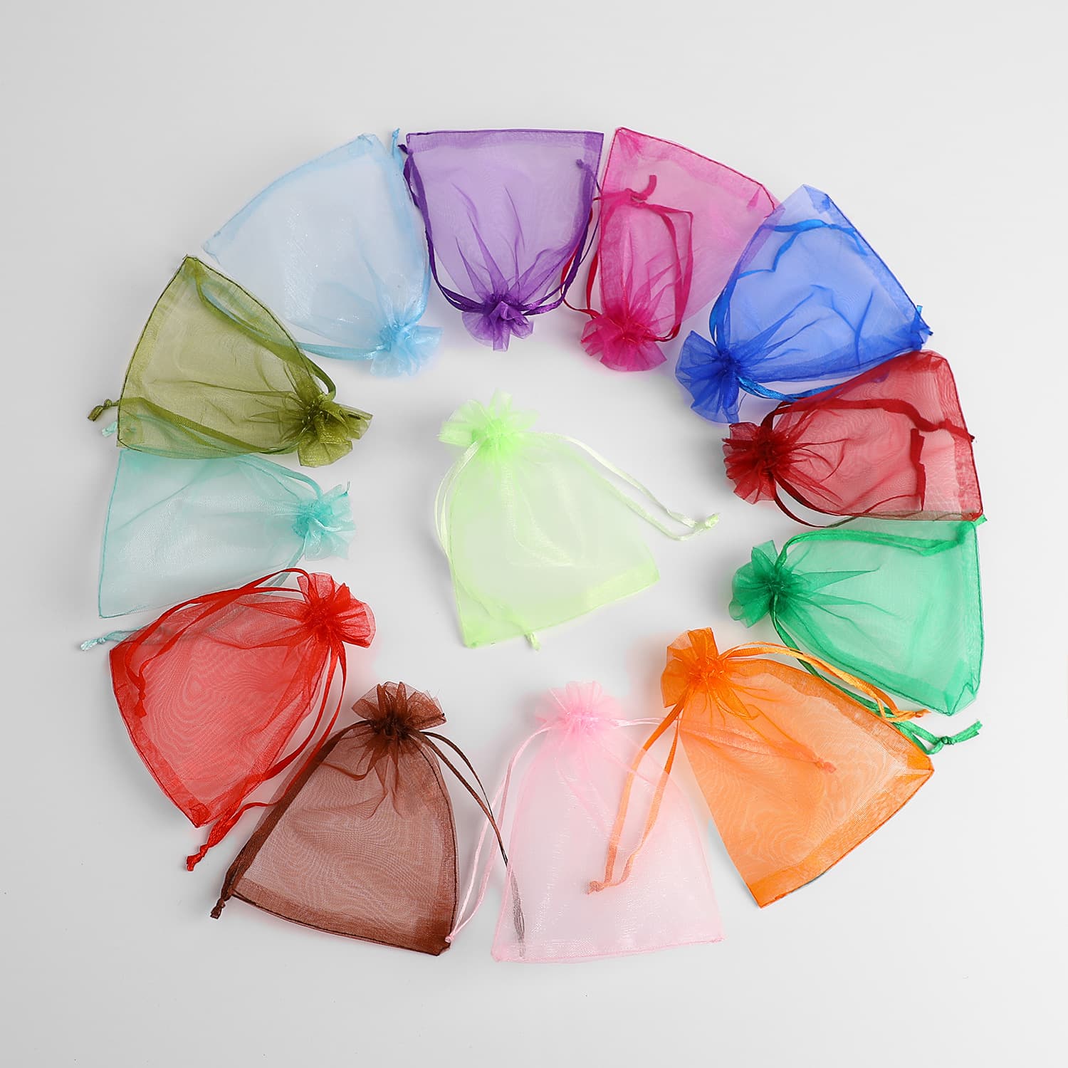 Plain organza bag with drawstring closure, suitable for gifts, wedding favors, transparent jewelry packaging mesh bag, drawstring bag.