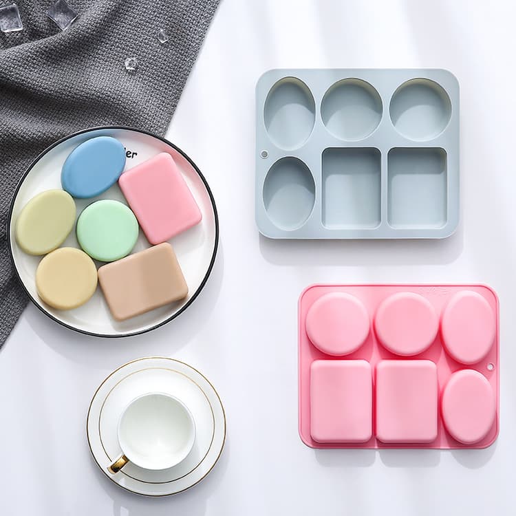 In Stock 6-Cavity Round, Oval, and Rectangular Silicone Soap Mold, Baking Silicone Cake Mold, Chocolate Mold