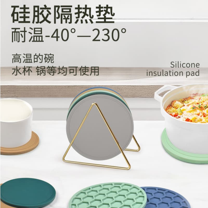 Nordic Style Round Silicone Heat Resistant Mat for Home Kitchen, Thick Insulated Cup Coaster, Placemat, Dish Pad Wholesale