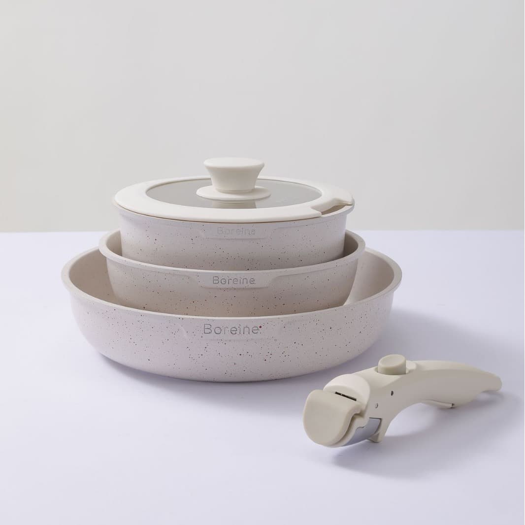 Foreign trade export outdoor removable handle set pot medical stone non-stick pot home camping dual-purpose oven available