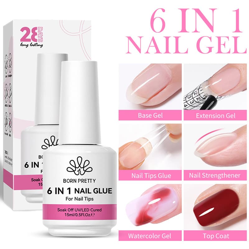 BORN PRETTY Boxed Nail 6-in-1 Gel Polish Base Coat Top Coat Strengthening Gel Sticker Gel
