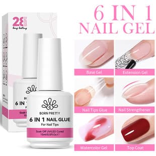 BORN PRETTY Boxed Nail 6-in-1 Functional Gel Nail Gel Polish Base Coat Top Coat Strengthener Gel Tip Adhesive