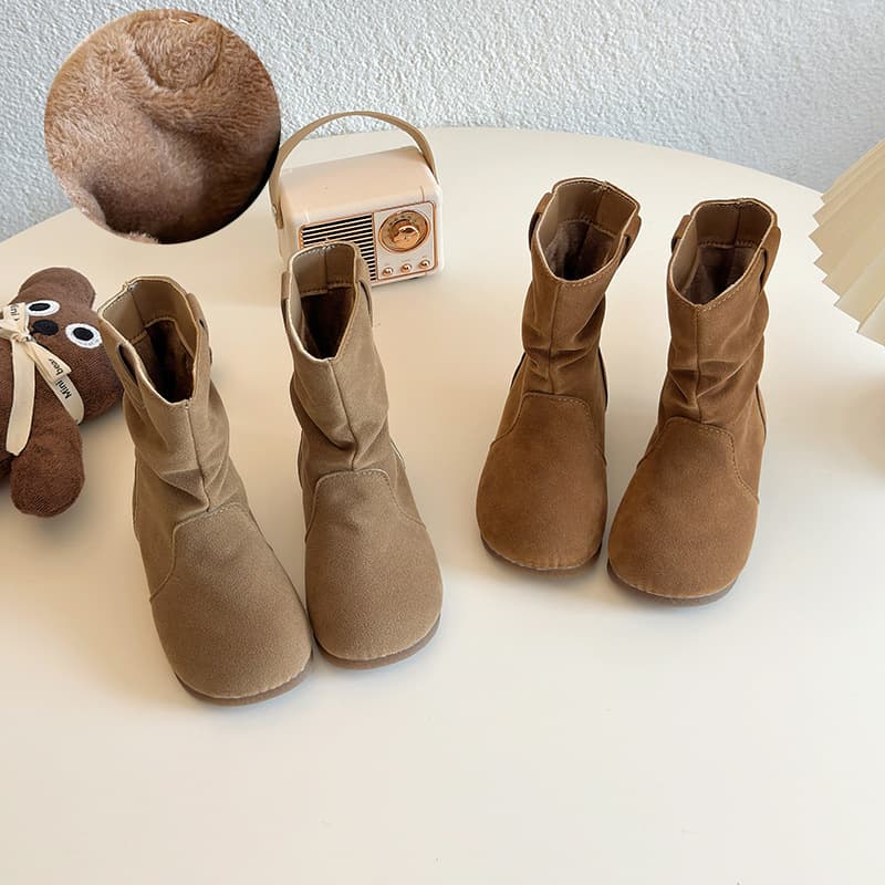 Retro Birkenstock ankle boots girls 2024 autumn/winter new British style Martin boots round toe flat sole plush slouch boots