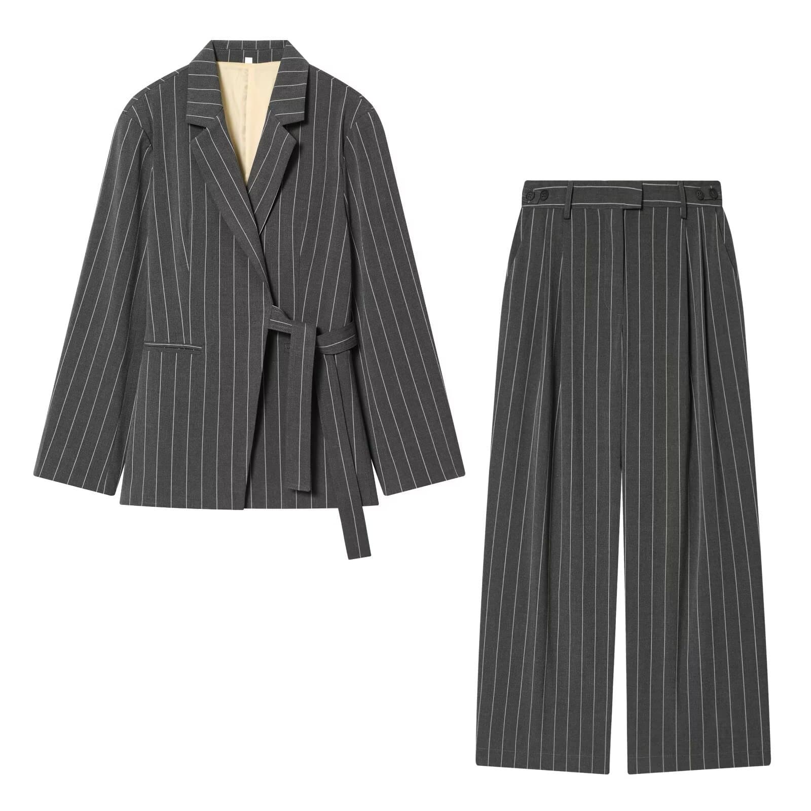 Popular Export Item 2026 European and American Ins-Style Elegant Fashion Set, New Casual Wrap-Around Suit for Women with Trousers