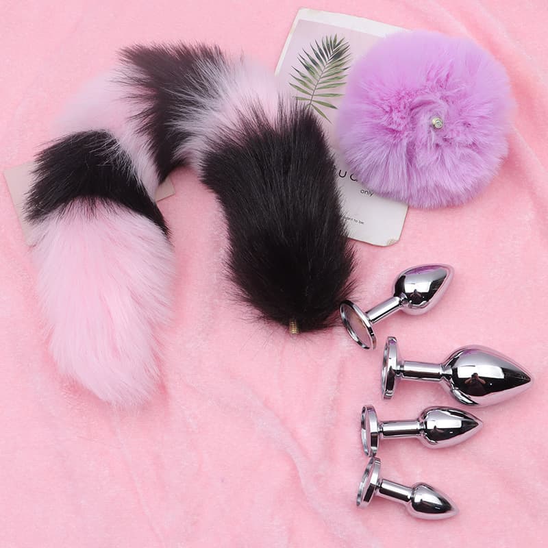 SM Pleasure Anal Plug with Fox Tail Cat Anal Plug for Women Long-Term Wear Outdoor Use Adult Products