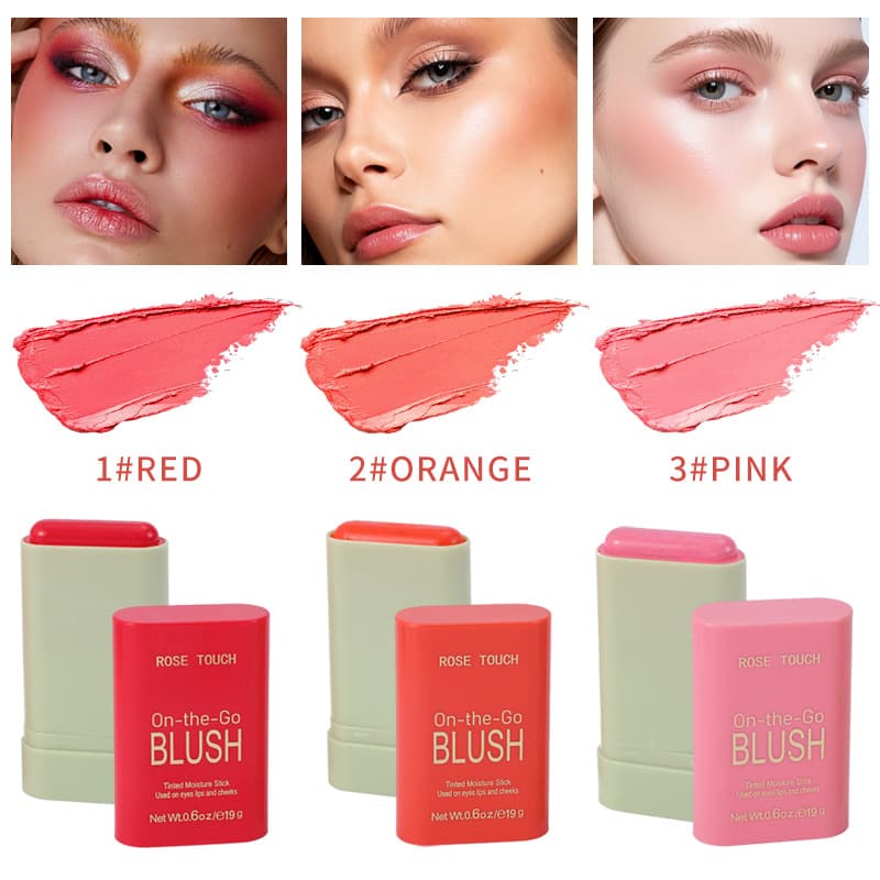 Cross-border Blush Cream Natural Long-lasting Moisturizing Nourishing Rotating Contour Stick Water Glow Brightening Blush Cream
