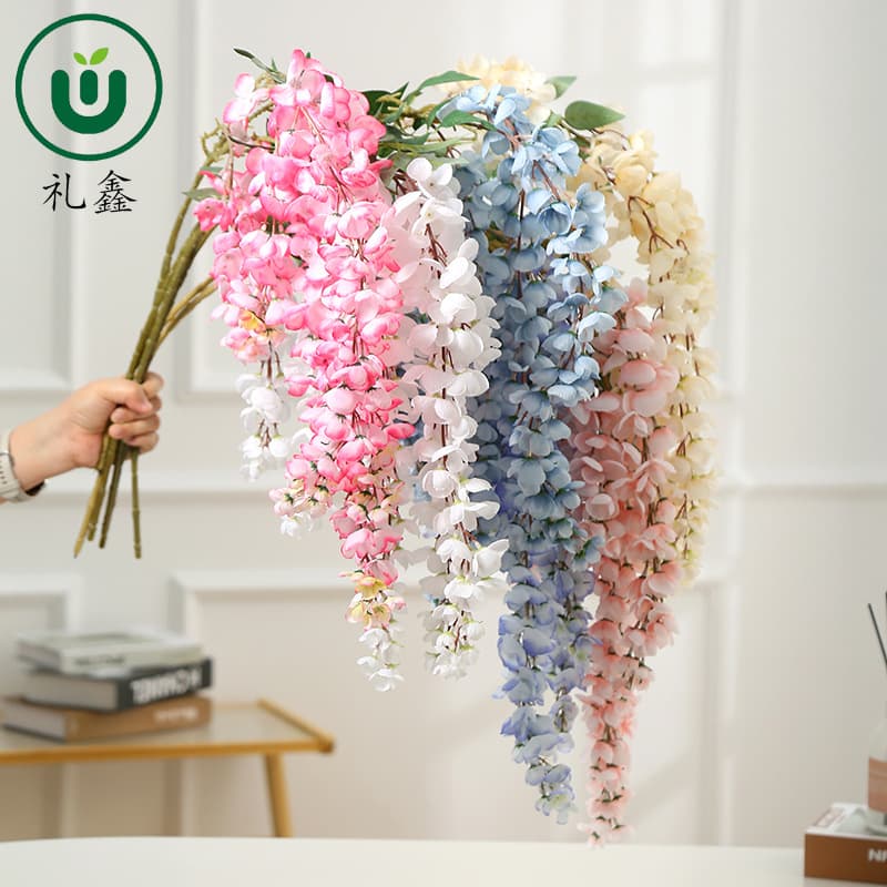 Abler artificial flower giant wisteria flower wedding decoration artificial green plant scene layout long branches hanging hanging vines