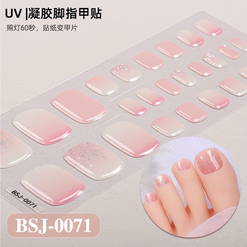 Zhengxiang Factory Custom ODM Gradient French Semi-Cured Gel UV Nail Stickers 3D Gold Foil Gel Nail Stickers OEM