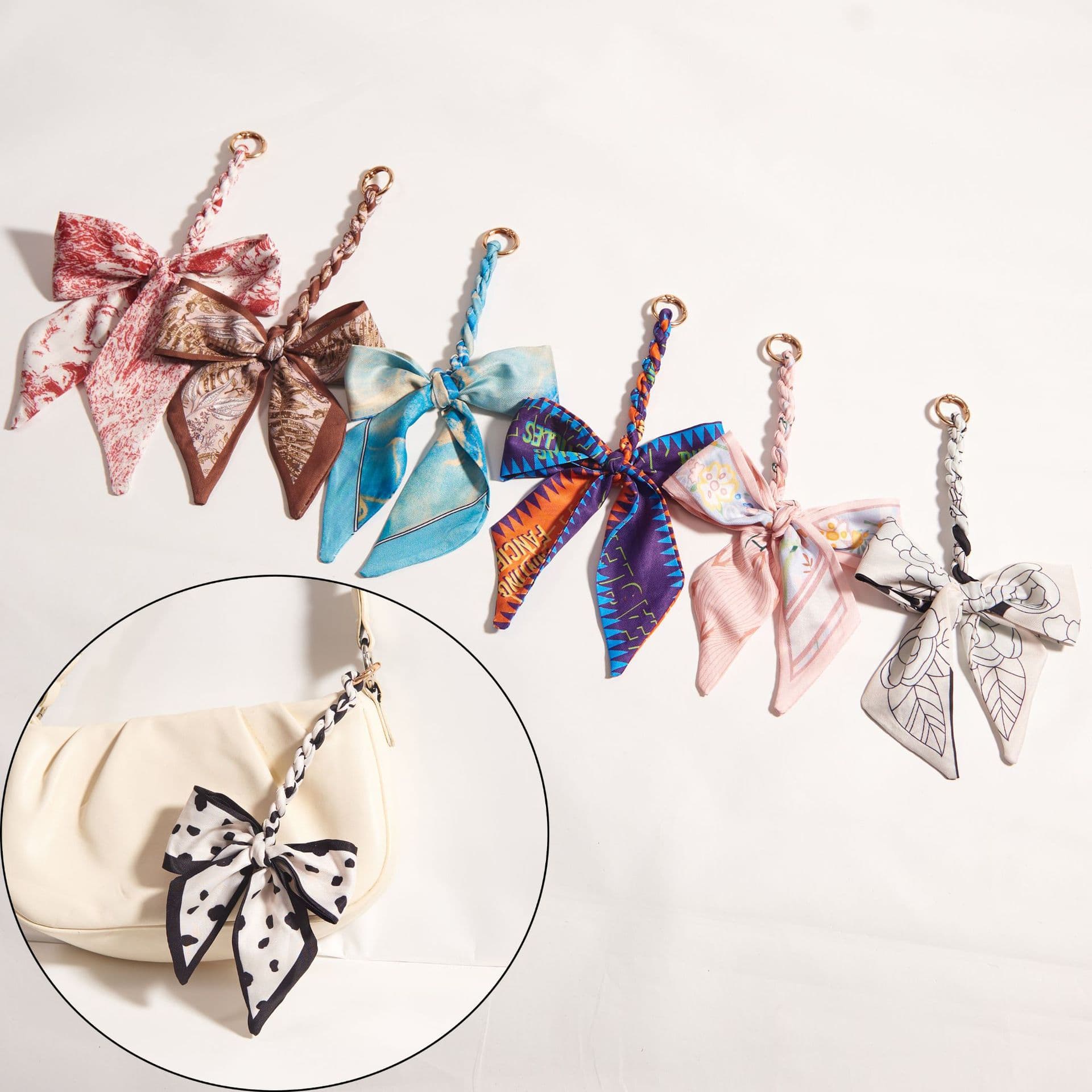 Bag Extension Chain with Bow, Strap Chain, Adjustable Long Shoulder Strap for Underarm Bag, DIY Bag Chain