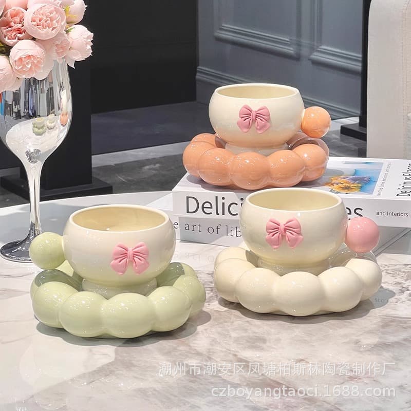 High-value Coffee Cup and Saucer Set Couple Household Ceramic Mug Office Niche Design Afternoon Tea Cup