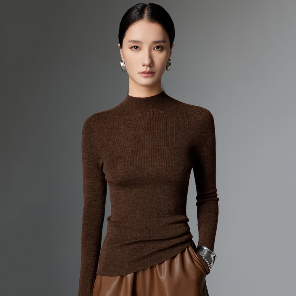 Factory direct sale 【Skin-friendly】fine-knit semi-turtleneck wool sweater autumn/winter thin knit base layer MKL24-15