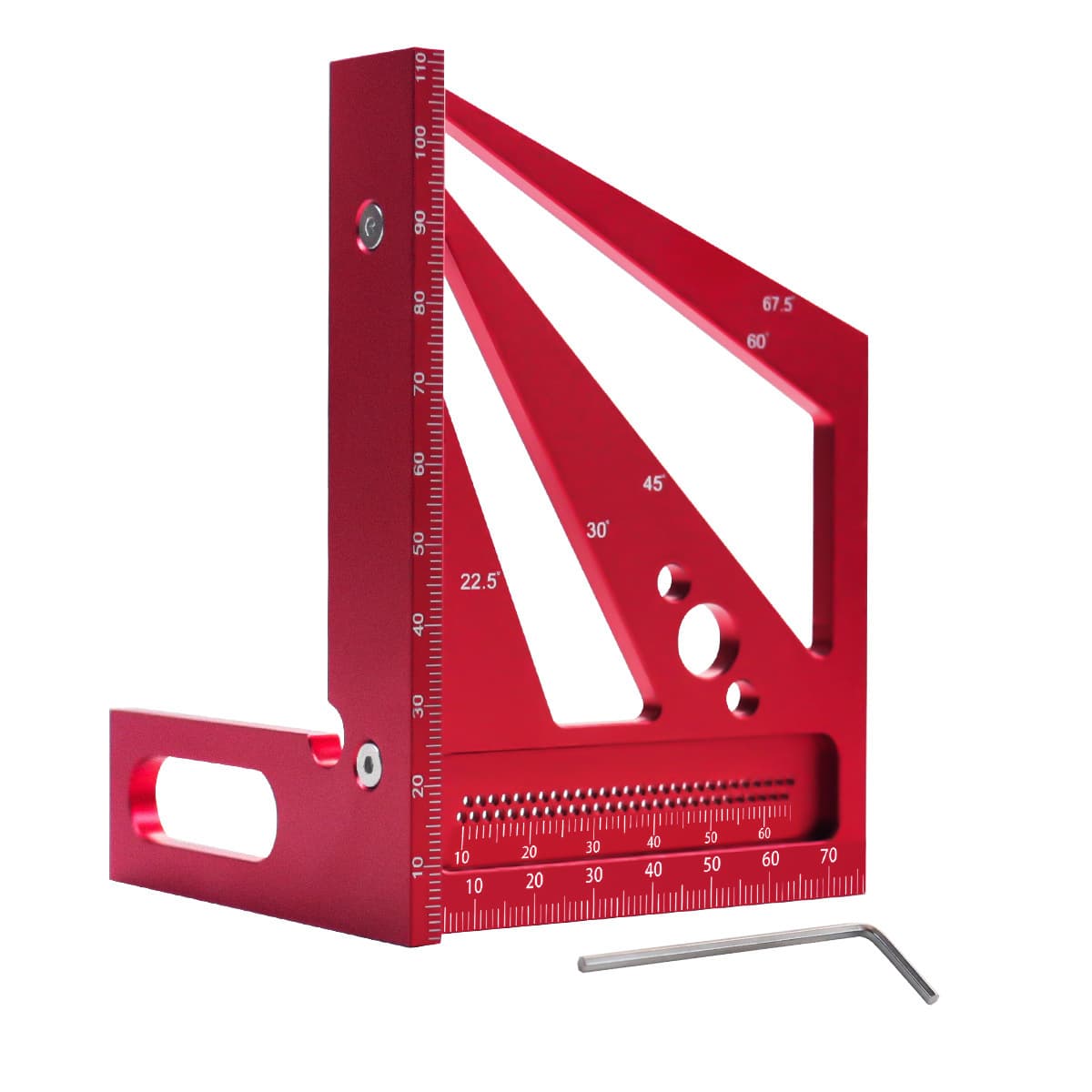 Woodworking square ruler, triangle ruler, fourth generation aluminum alloy square ruler, right-angle ruler, marking ruler, hole ruler, measurement and layout tool