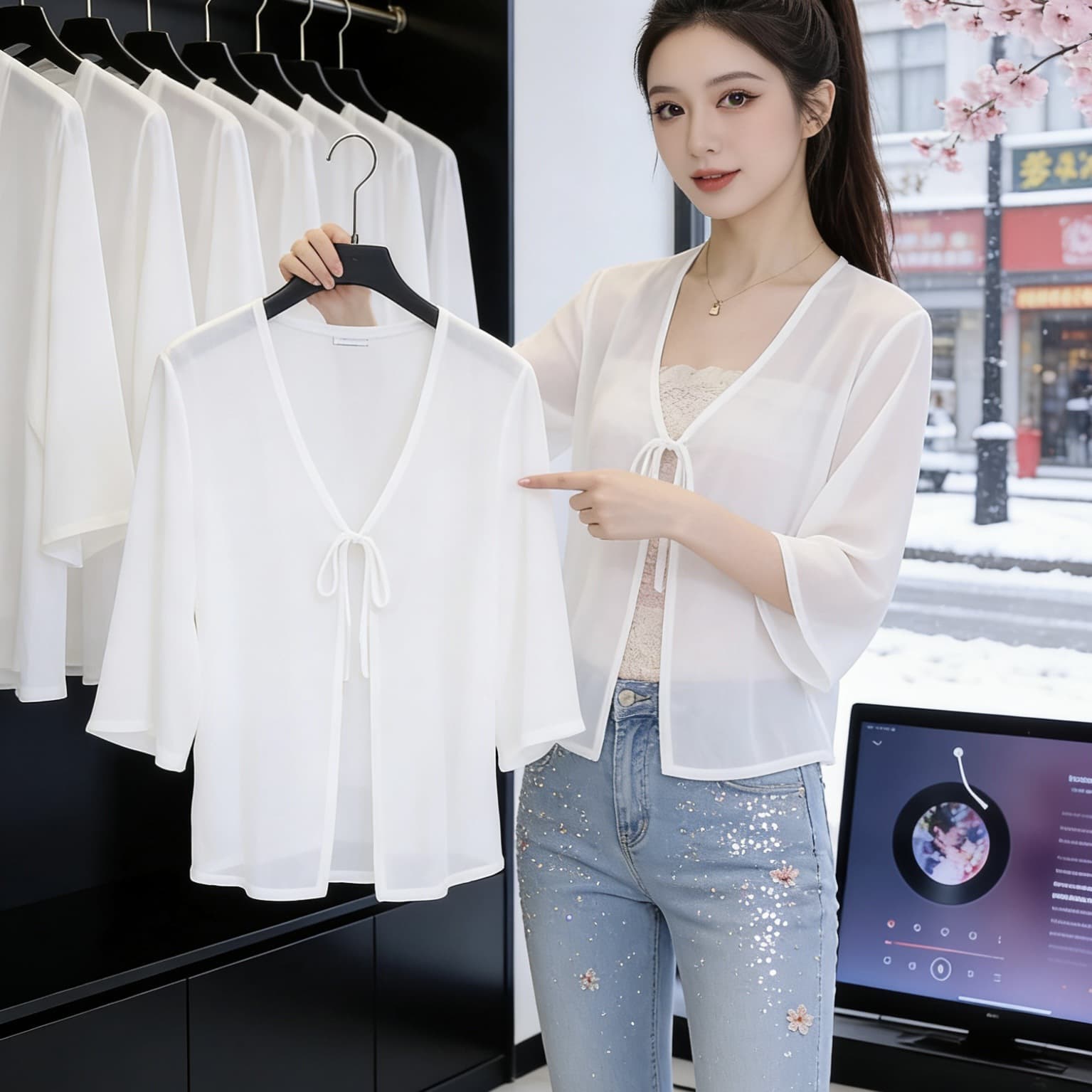 Fashionable and Stylish Chiffon Shirt, Versatile Women's Short-Sleeve Shirt, 2026 Summer New Style, Shawl Sun Protection Cardigan, Short Top