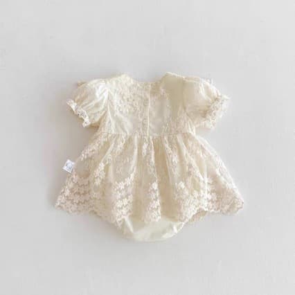 Newborn Baby Summer Princess Bodysuit Dress for Girls, Full Moon 100 Days Birthday Party Princess Dress, Lightweight