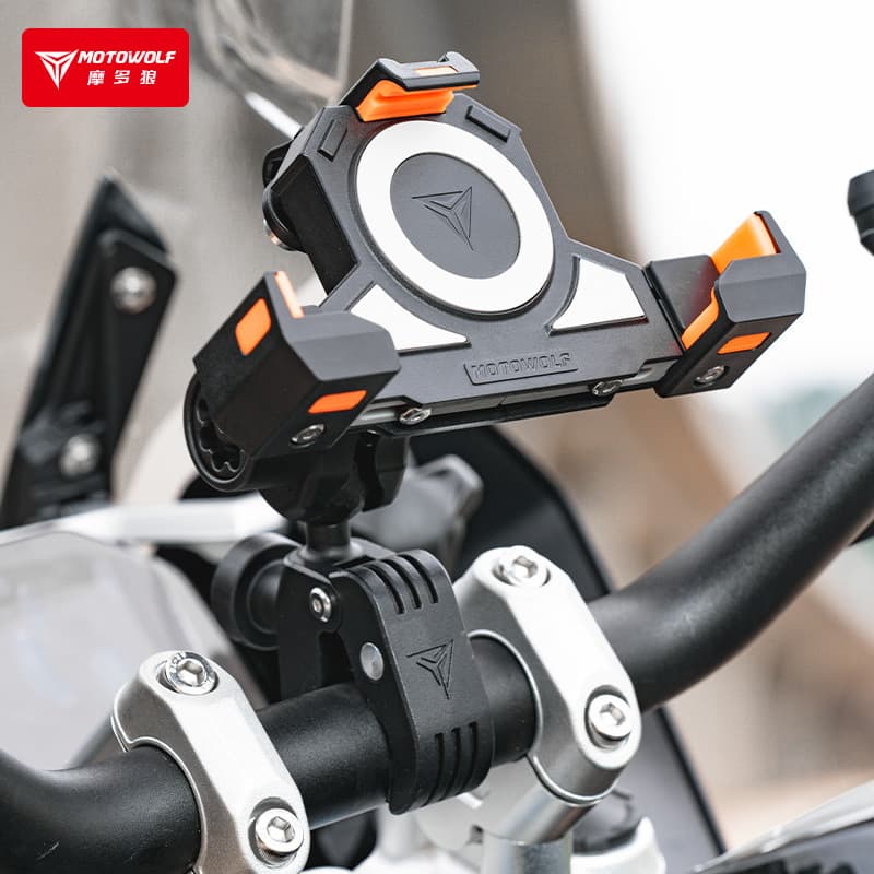 Motorcycle shock-absorbing mobile phone holder triangle fixed horizontal quick-access mobile phone holder wireless charging navigation mobile phone holder