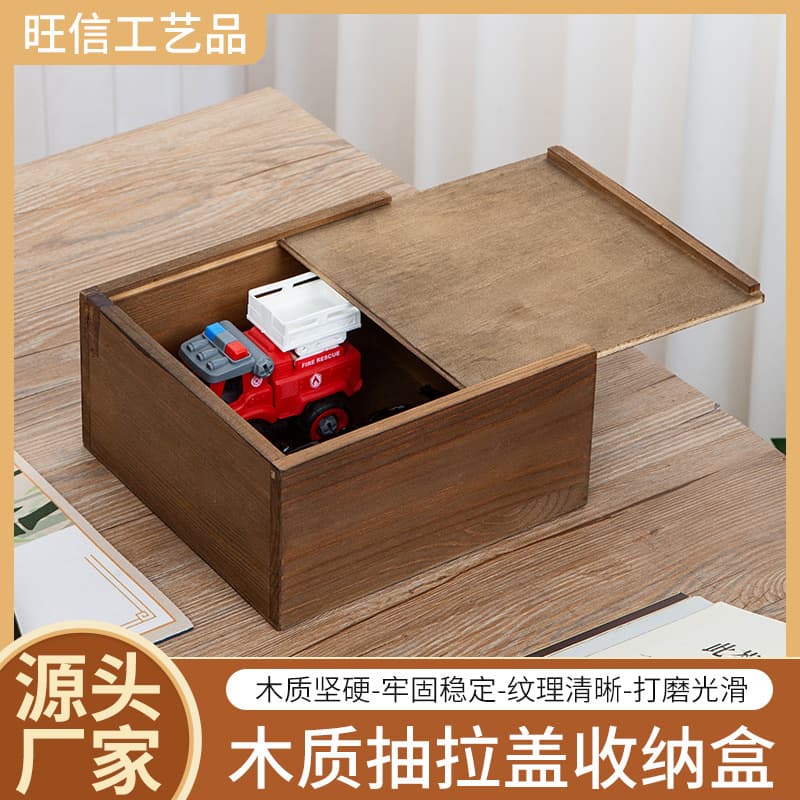 Factory Stock Drawer-style Wooden Storage Box, Multi-purpose Desktop Organizer for Bedroom