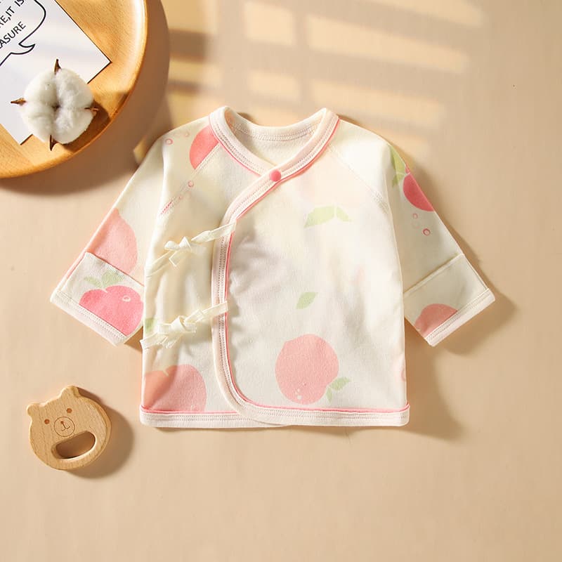 2024 Spring Newborn Baby Underwear, Wire-Free Pure Cotton, All-Season Velcro Half-Back Pajamas, Full Moon Baby Top
