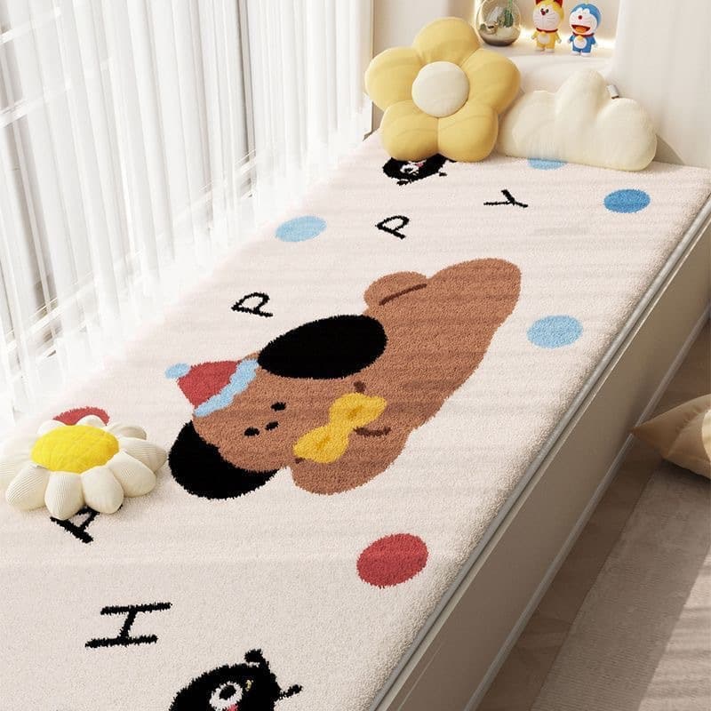 Cartoon Faux Cashmere Bay Window Cushion All-Season Bay Window Blanket Tatami Balcony Special Mat