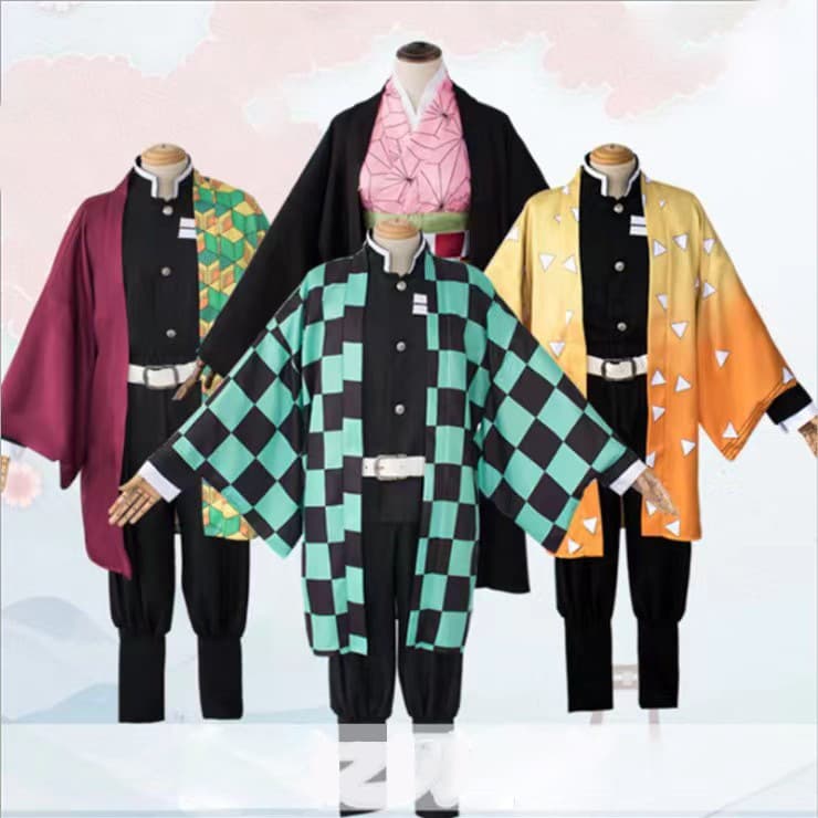 Demon Slayer: Kimetsu no Yaiba Halloween costume Tanjiro Kamado and Mizuko Zenitsu Tomioka Giyu cosplay costume