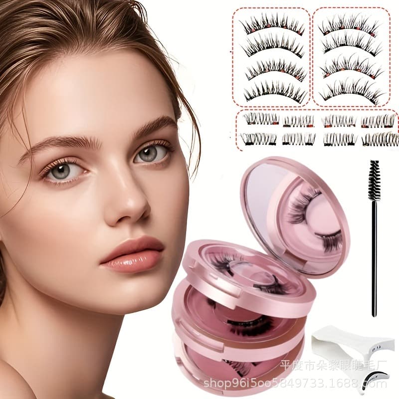 Cross-border Factory Glue-Free Eyelash Set, Reusable Natural Simulation, Long-Lasting Quantum Magnetic Lashes
