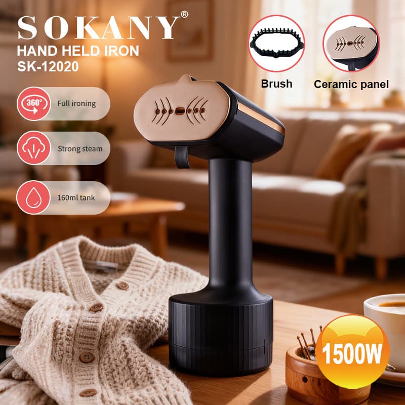 Sokany 12020 Handheld Garment Steamer, Household Portable Steam Iron Brush, Ceramic Electric Iron