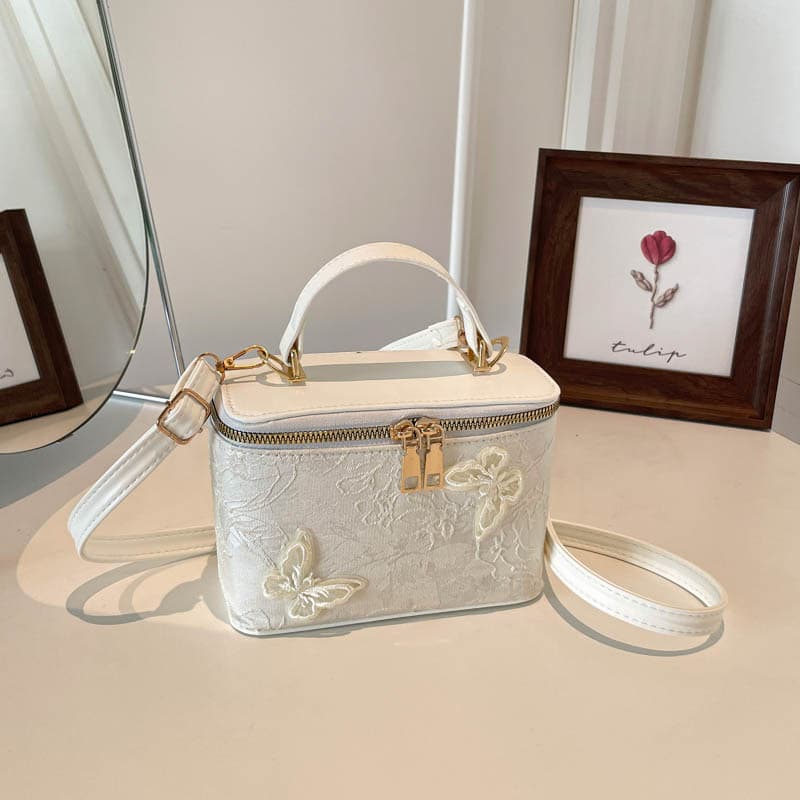 Popular small square bag 2026 new lace butterfly chain bag fashionable portable shoulder bag versatile crossbody bag