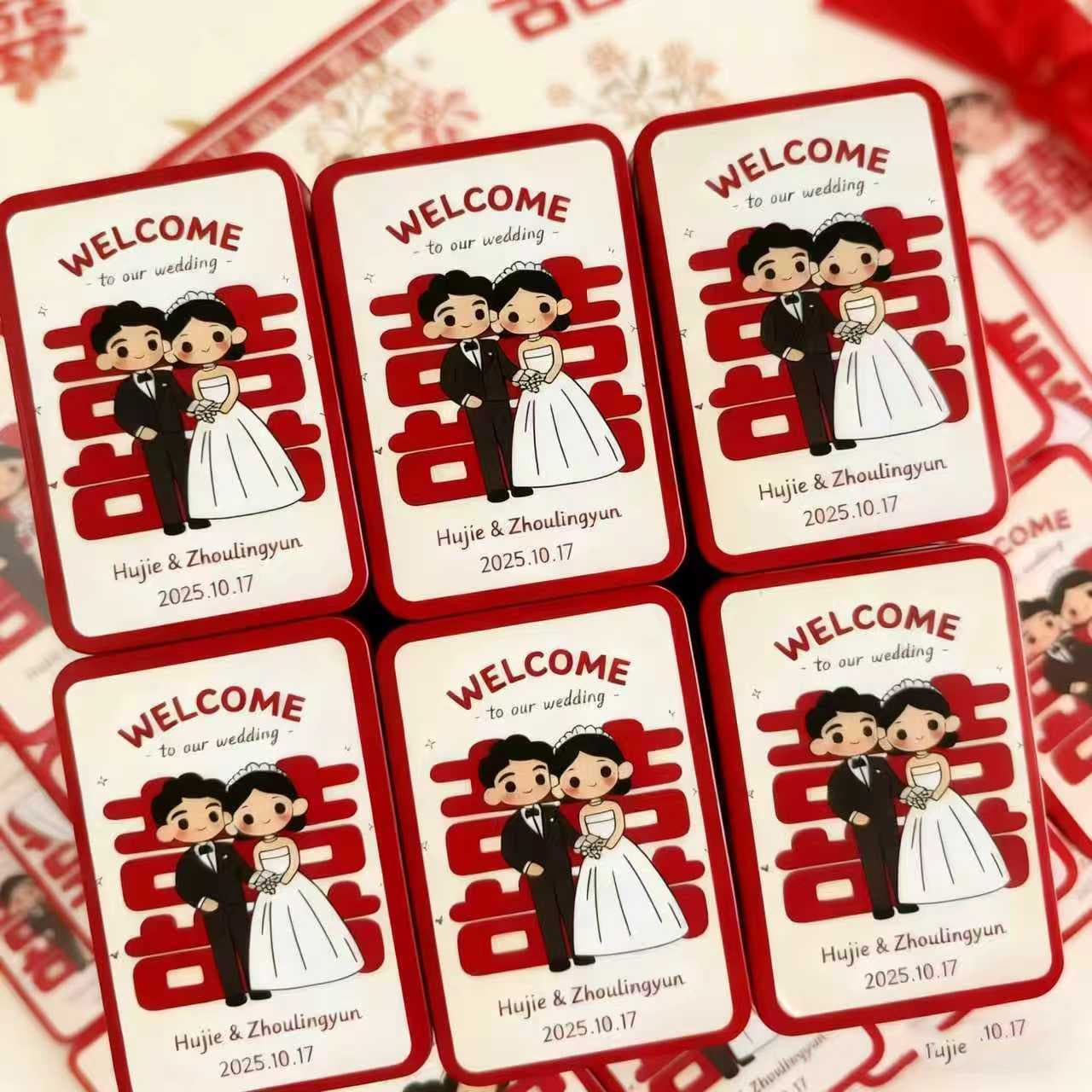 Fashionable rectangular wedding candy box, can hold cigarettes and candies, engagement candy jar, tinplate candy box