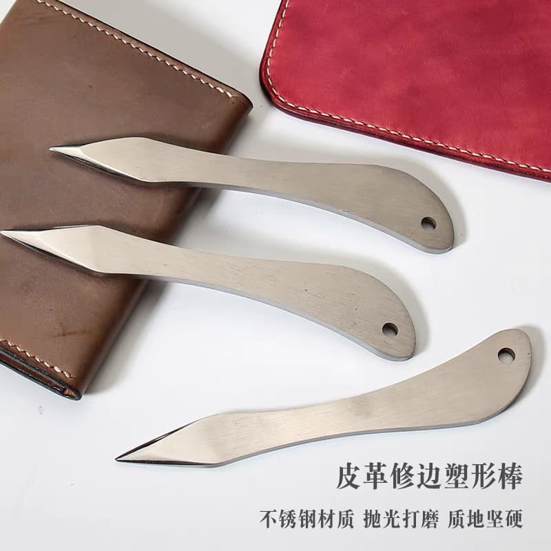 Leather tools, manual DIY marking, trimming and shaping rod, vegetable tanned leather crimping, edge sealing, stainless steel head, fine polishing