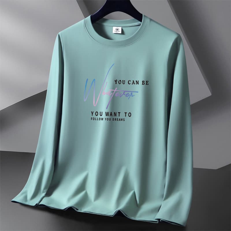 200g Xinjiang Long-Staple Cotton Pure Cotton Long-Sleeve Men's T-Shirt Base Layer Athletic Top Spring Autumn Crew Neck All-Cotton Tee