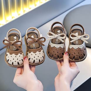 Baby Girl Sandals Summer Plastic Non-Slip Soft Sole Toddler Walking Sandals for 1-3 Years