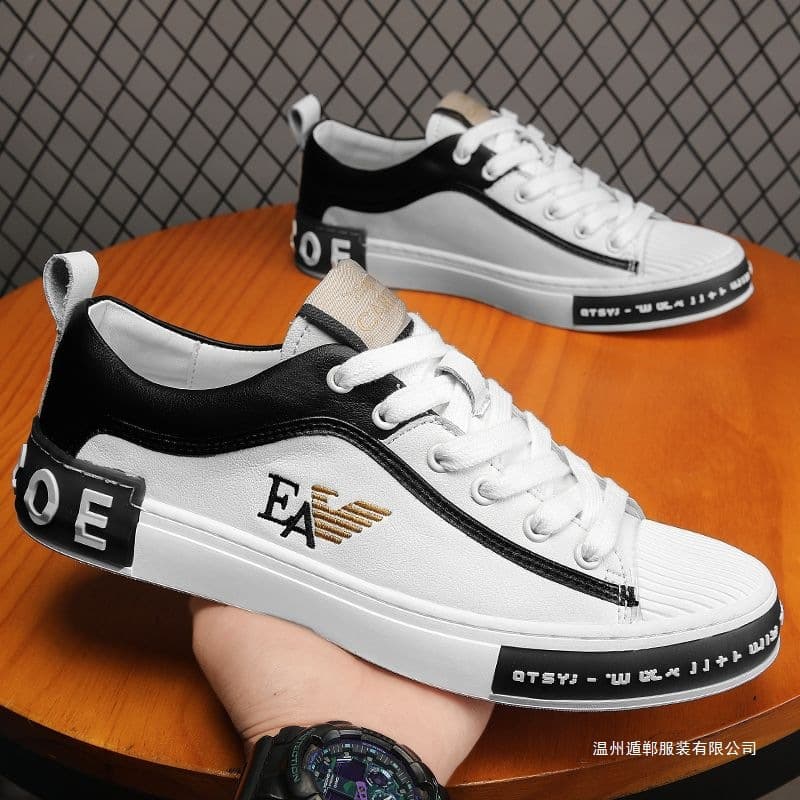 Summer Shoes Men 2026 New White Sneakers Men's Skate Shoes Korean Trendy Men's Shoes Leather Shoes Black