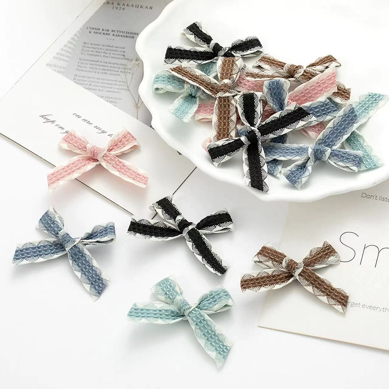 Manufacturer New Product Korean Style Fresh Pink Small Bow DIY Decoration Hand-tied Ribbon Girl Bow Lace Ornament