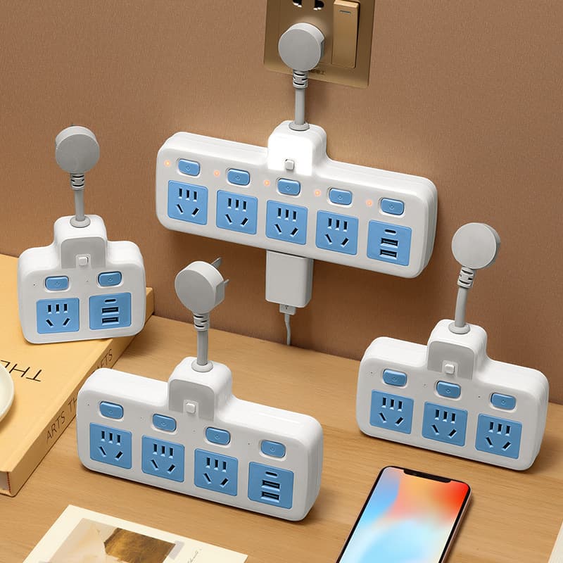 Home Multi-Function Socket Converter Multi-Outlet Power Strip 1-to-2/3 Extension Plug Adapter