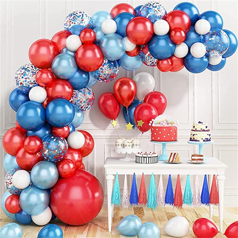 82-Piece Red Blue and White Garland Arch Balloon Set for Baby Birthday Party, Baby Shower, Wedding, and Party Events