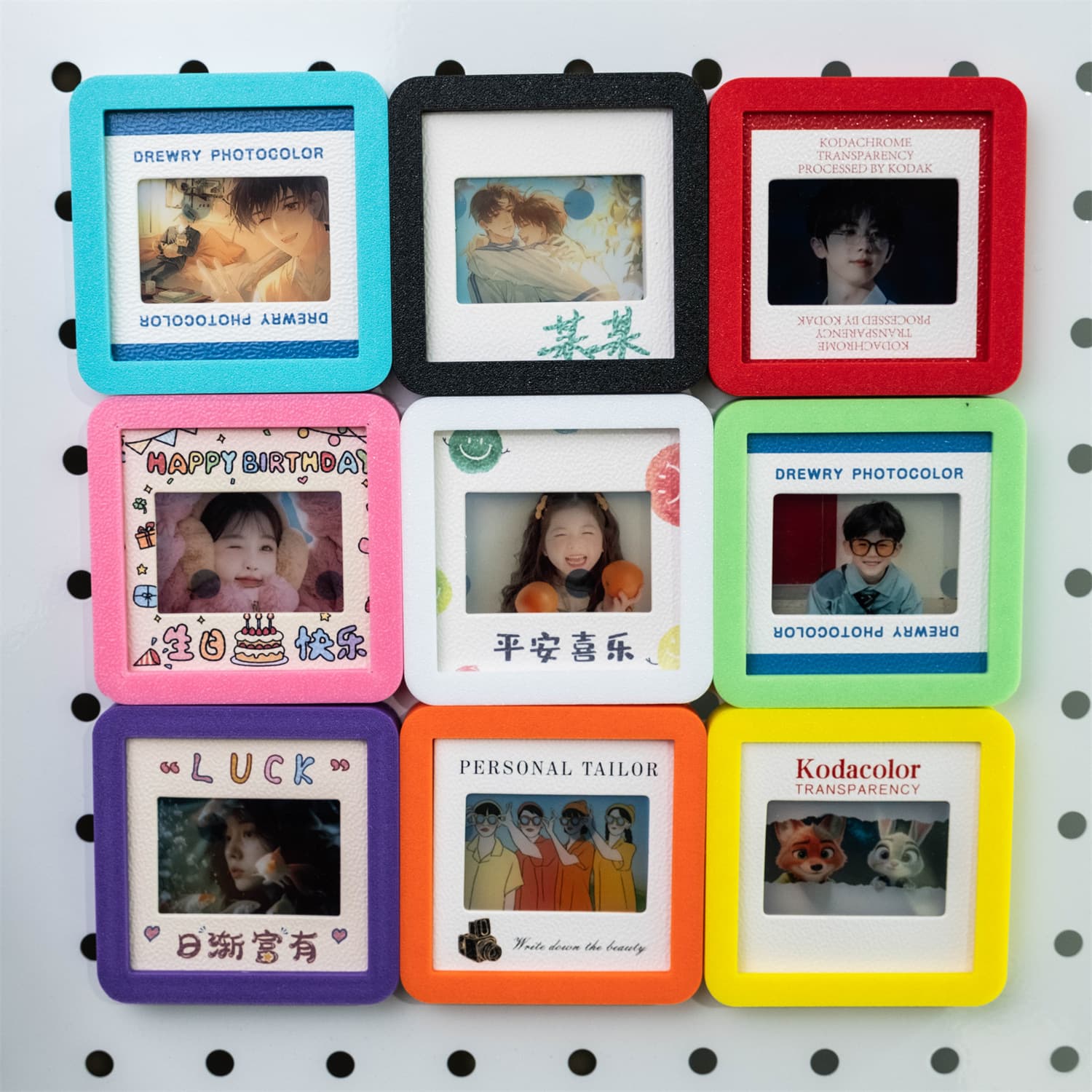 Reversal Film Photo Keychain Fridge Magnet Frame Small Pendant Photo Protector Couple Print