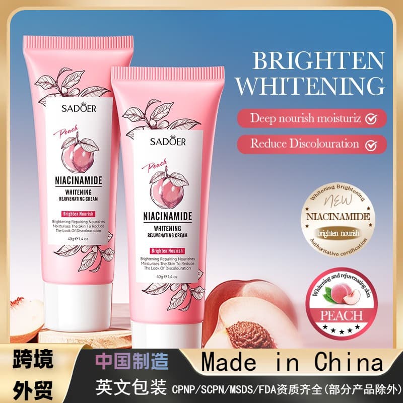 SADOER Peach Niacinamide Whitening & Smoothing Cream Refreshing Moisturizing Face Cream Wholesale Export