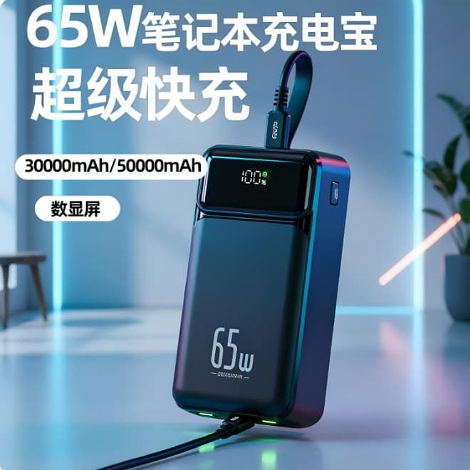 Laptop power bank 50000mAh high power PD fast charging 65W ultra large capacity mobile power supply 30000mah