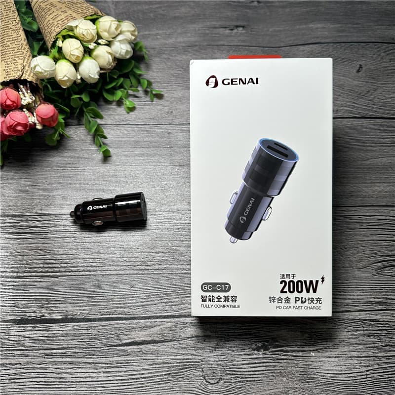 Gonai GC-C17 Zinc Alloy Car Charger PD Fast Charge 30W +USB Full Compatibility for 200W Fast Charge