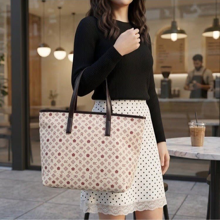 Cross-border bags 2026 trendy new large-capacity handbag women's retro printed shoulder bag fashionable versatile tote bag