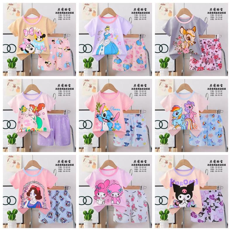 Kid's Pajamas 2026 Children's Summer Casual Korean Style Short Sleeve Shorts Factory Direct Supply