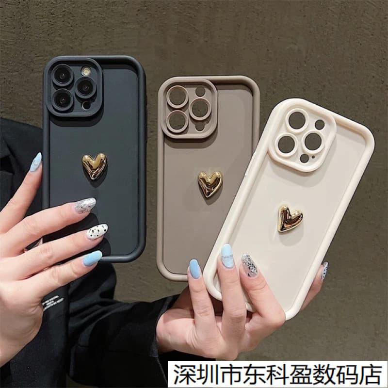 Gold Heart Case for Apple 18 PRO MAX Phone, iPhone 11/2/3/4/15/17/16 Protective Cover