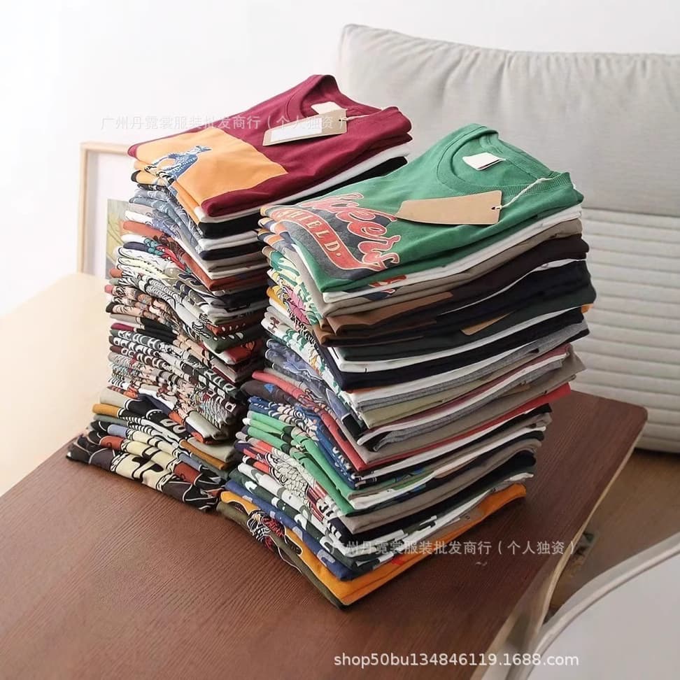 Rural Market Fashion Short Sleeve Export Apparel Wholesale Summer New Stock Plus Size Men's T-Shirt Factory Direct