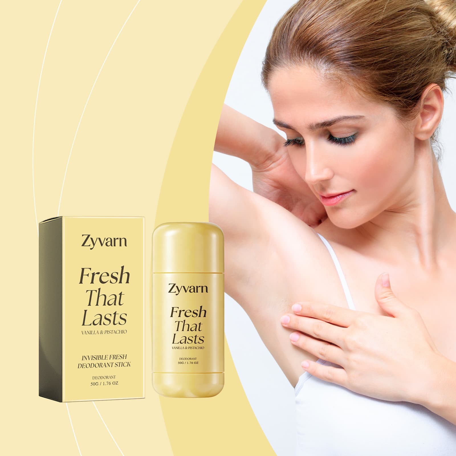 Zyvarn Fresh Invisible Deodorant Stick Daily Care for Body and Underarm Skin, Refreshing and Long-Lasting Fragrance, Portable Deodorant Stick