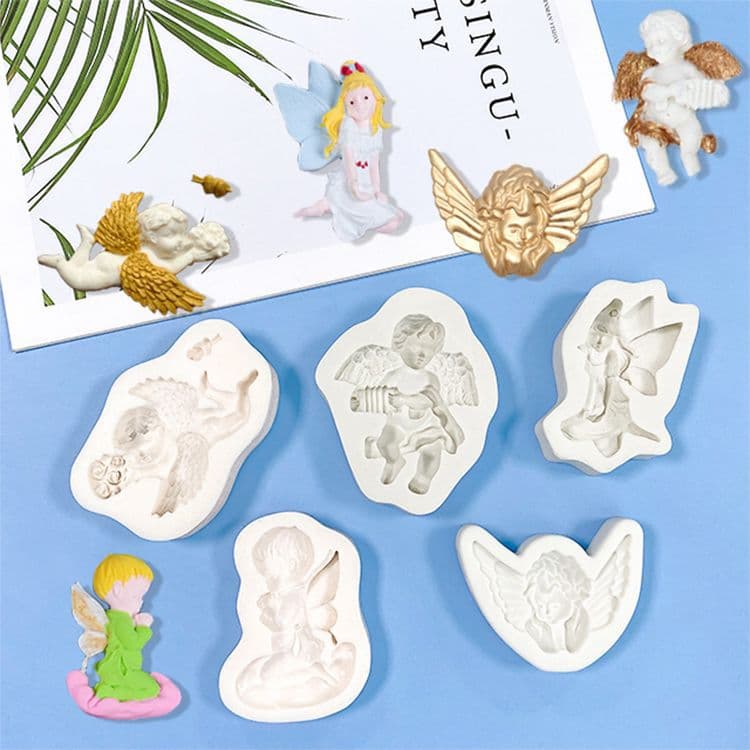 Various little angel shaped fondant molds diy chocolate cake decoration baking angel elf silicone mold