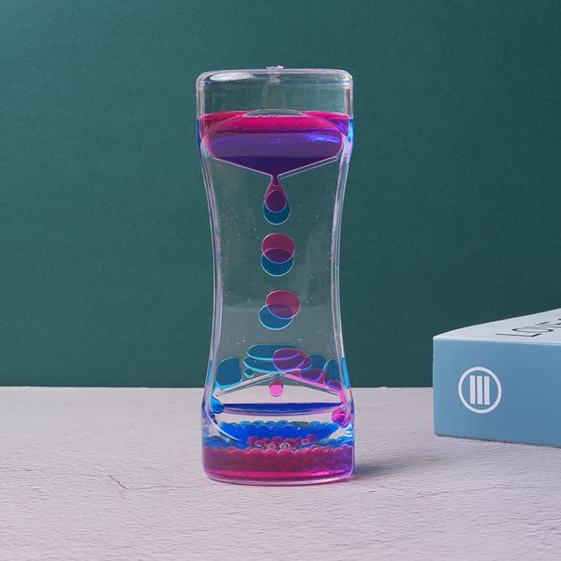 Cross-border Dynamic Small Waist Dual-color Liquid Oil Drip Hourglass Timer, Daze Acrylic Creative Gift Ornament
