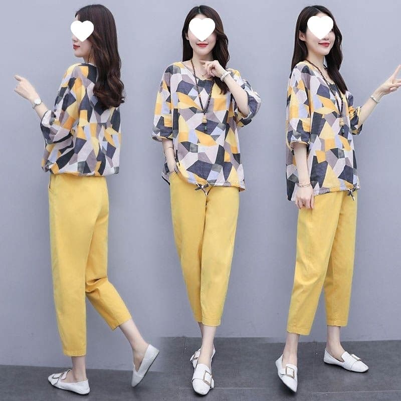 Fashion Suit Women's 2026 Summer New Large Size Western Style Age Reduction Loose Slim Casual Fashion Two-piece Set
