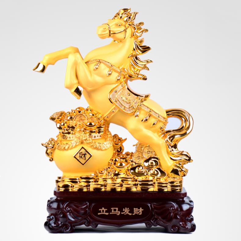 Instant Wealth Velvet Gold Plated Horse Zodiac Ornament for Office, Bank, Insurance Company Annual Business Opening Gifts
