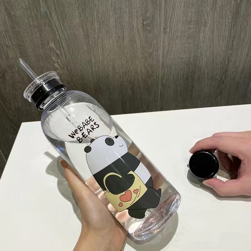 Large Capacity Plastic Straw Cup for Women and Men, Korean Style Ins High Appearance Summer Portable Cute Water Bottle